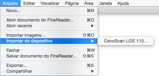Menu Importar De